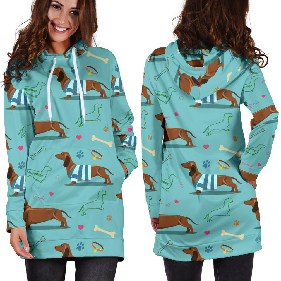 Dachshund Decorative Background Women'S Hoodie Dress