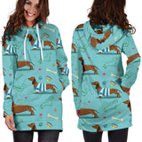Dachshund Decorative Background Women'S Hoodie Dress
