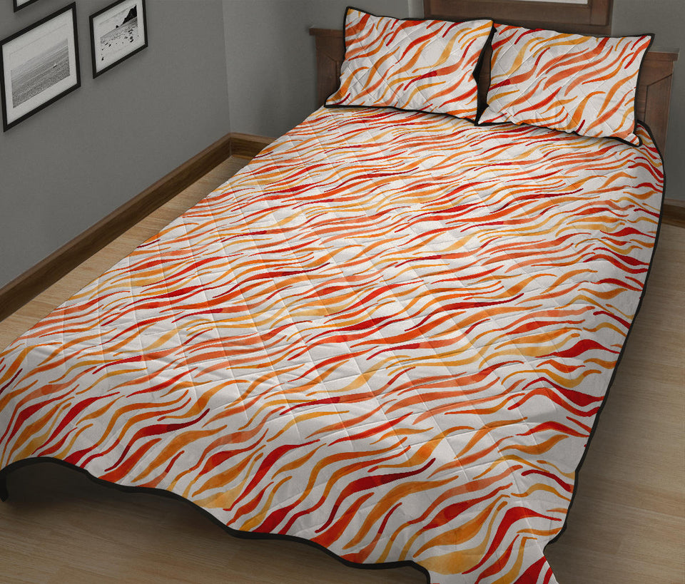 Fire flame watercolor pattern Quilt Bed Set