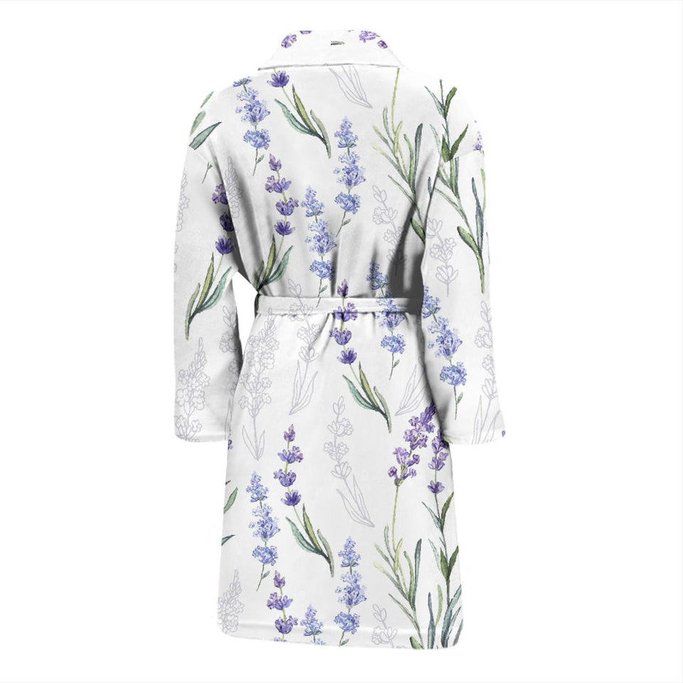 Hand Painting Watercolor Lavender Men'S Bathrobe