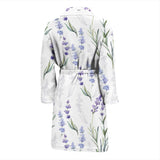 Hand Painting Watercolor Lavender Men'S Bathrobe