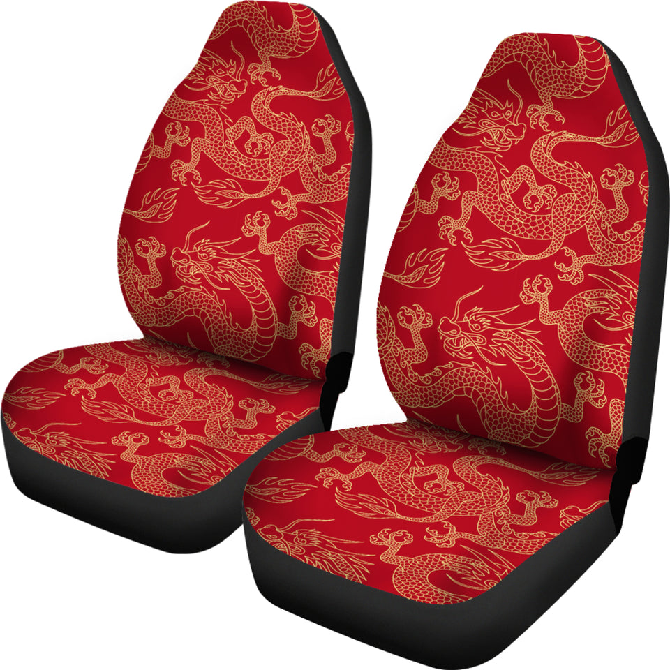 Gold Dragons Red Background Universal Fit Car Seat Covers