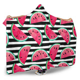 Watercolor Paint Textured Watermelon Pieces Hooded Blanket