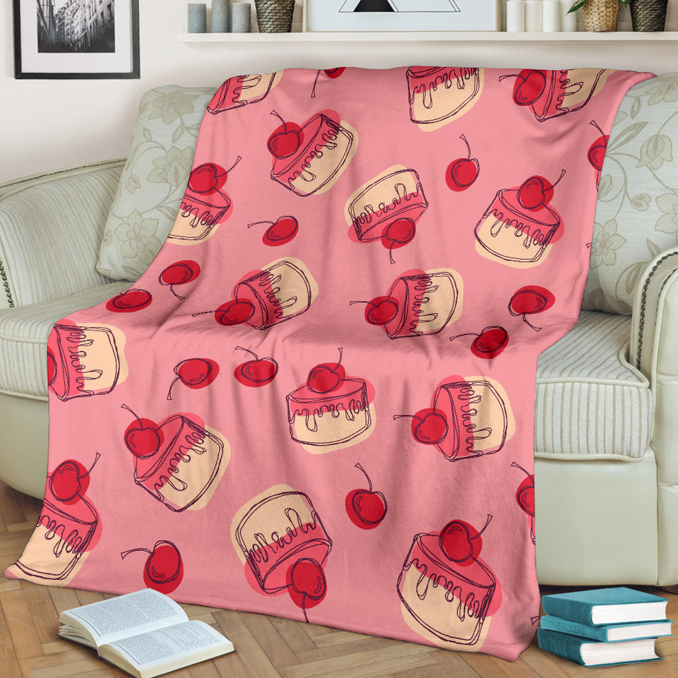 Cake Cherry Pattern Premium Blanket