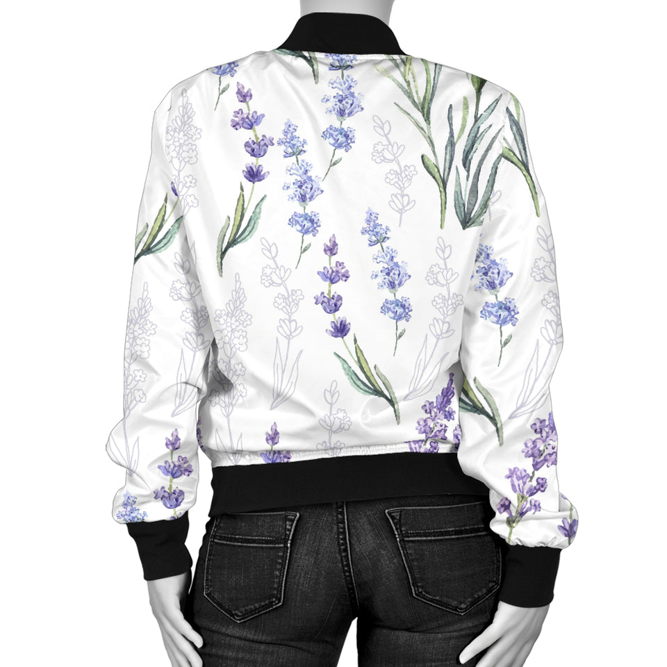 Hand Painting Watercolor Lavender Women'S Bomber Jacket