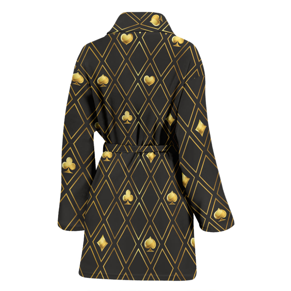 Casino Cards Suits Pattern Print Design 01 Women's Bathrobe