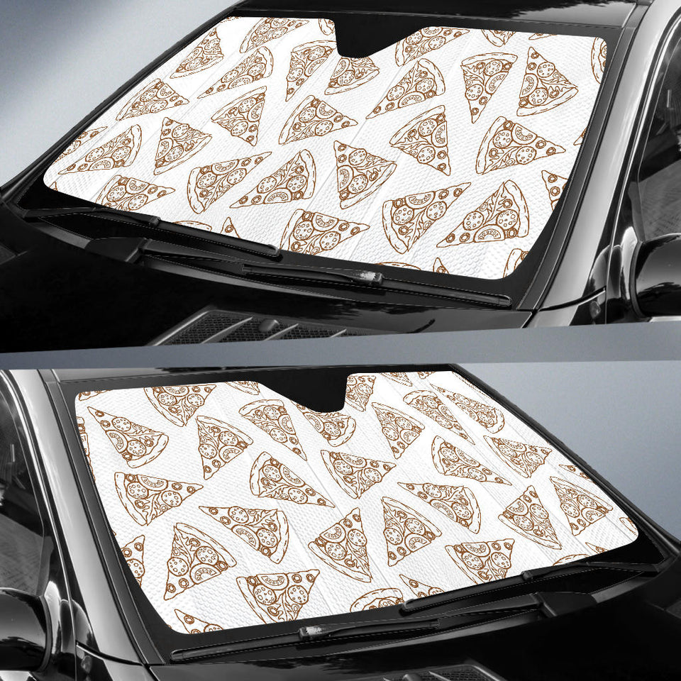 Hand Drawn Pizza Pattern Car Sun Shade