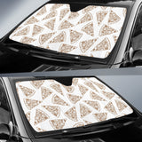 Hand Drawn Pizza Pattern Car Sun Shade