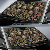 Skull Rose Humming Bird Flower Pattern Car Sun Shade