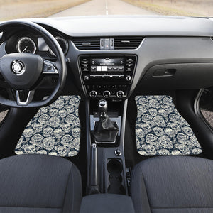 Sugar Skull Black White Pattern Front Car Mats
