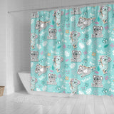 Cute Koalas Blue Background Pattern Shower Curtain Fulfilled In US