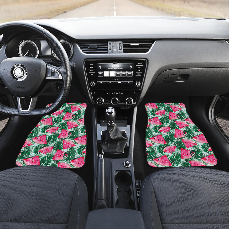 Watermelons Tropical Palm Leaves Pattern Front Car Mats