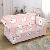 Clock Pattern Pink Blackground Loveseat Couch Slipcover