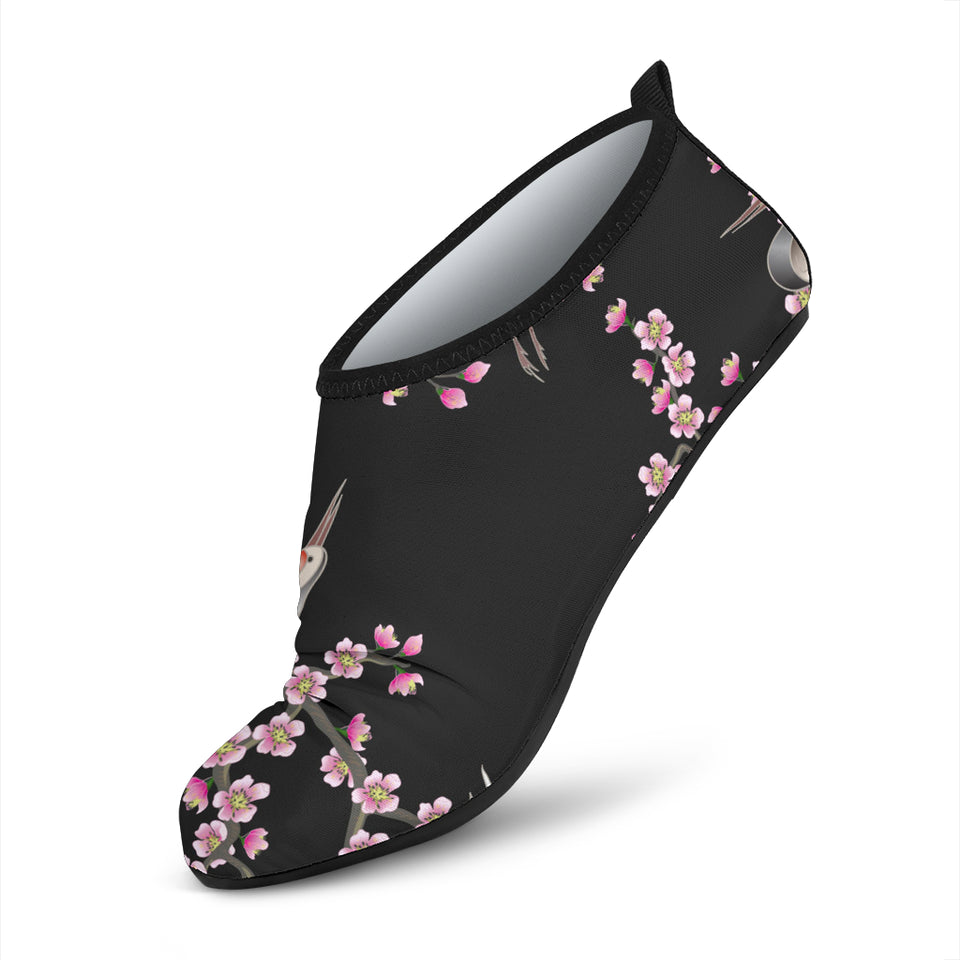 Japanese Crane Pink Sakura Pattern Aqua Shoes