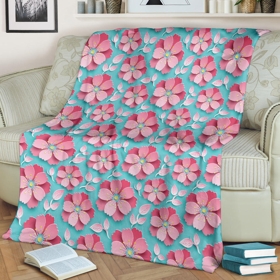 3D Sakura Cherry Blossom Pattern Premium Blanket