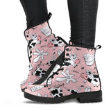 Cows Milk Product Pink Background Leather Boots