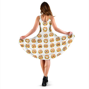 Hamburger Pattern Print Design 04 Sleeveless Midi Dress