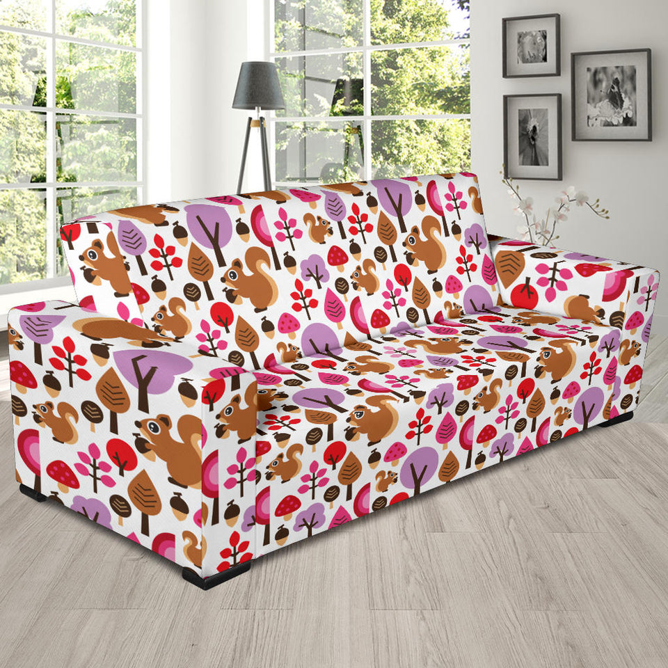 Squirrel Pattern Print Design 02  Sofa Slipcover