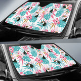 Toucan Tropical Flower Leave Pattern Car Sun Shade