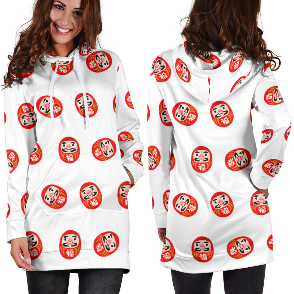 Daruma Japanese Wooden Doll Pattern Women'S Hoodie Dress