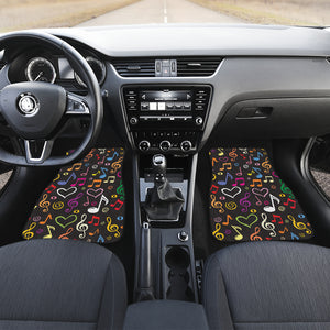 Music Notes Pattern Print Design 02 Front and Back Car Mats
