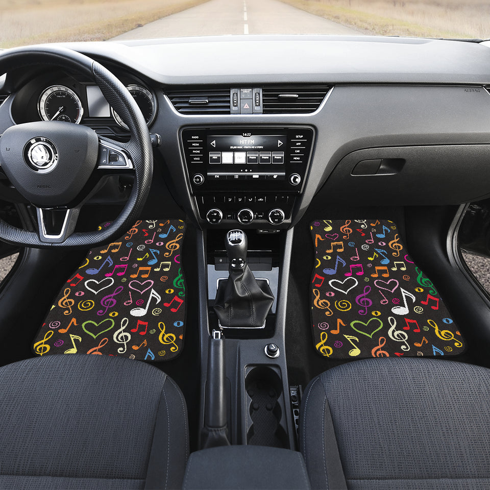 Music Notes Pattern Print Design 02 Front and Back Car Mats