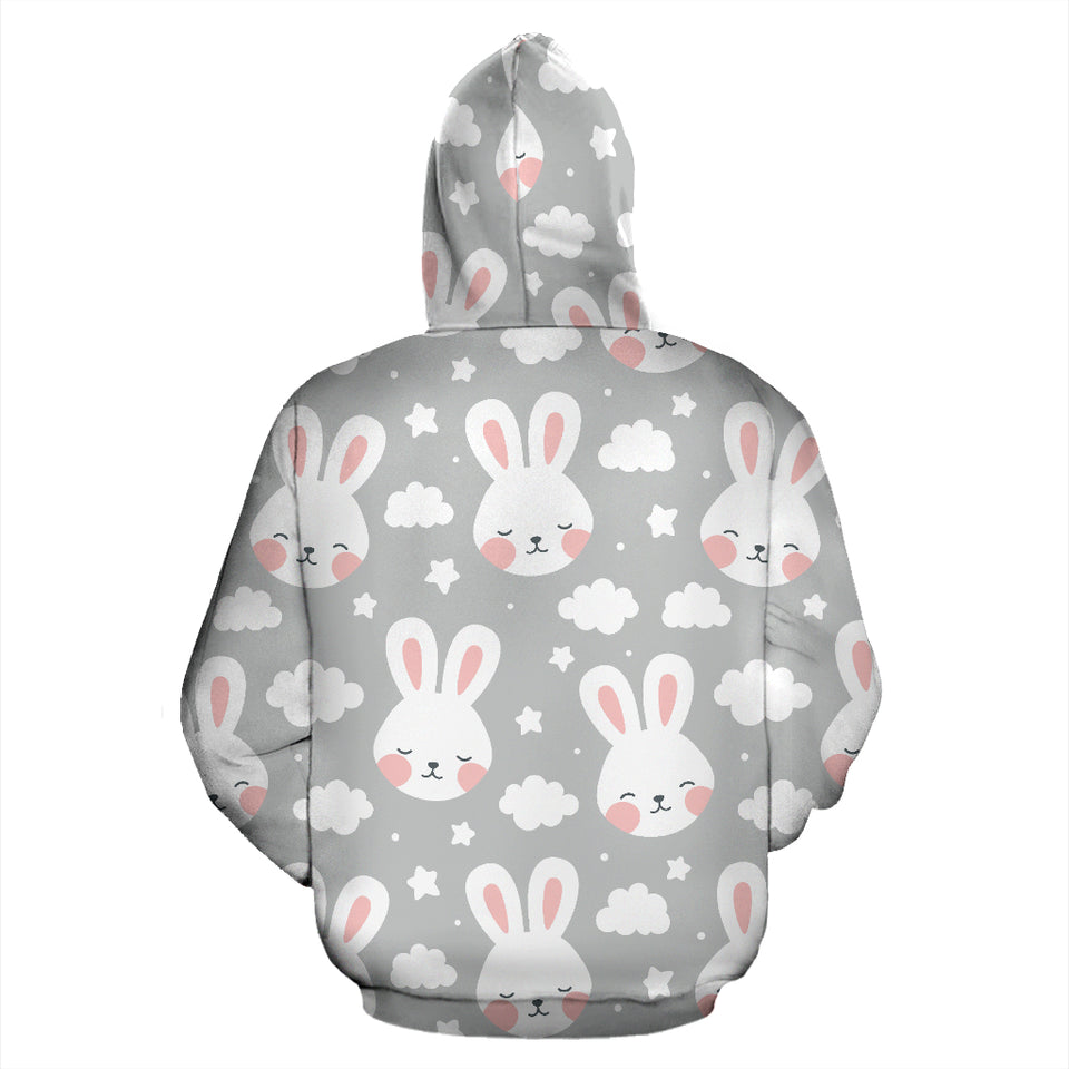 Rabbit Cloud Pattern Zip Up Hoodie