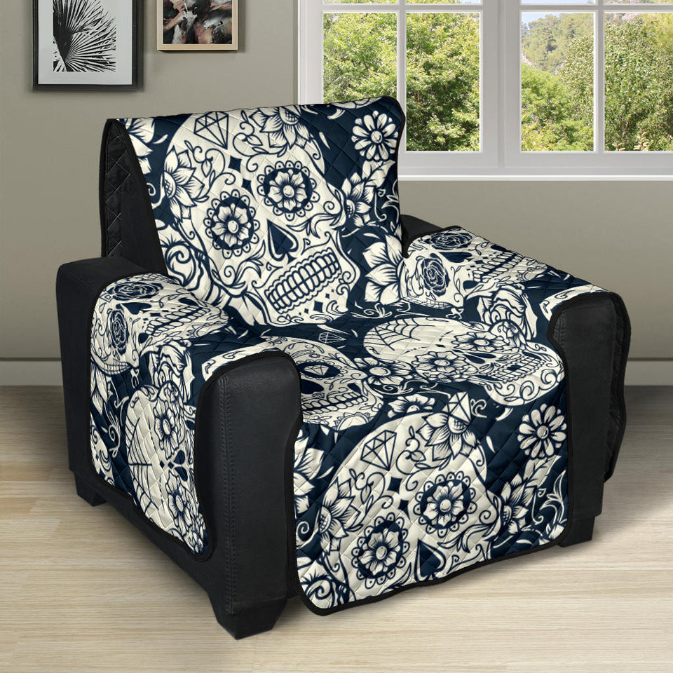 Sugar skull black white pattern Recliner Cover Protector