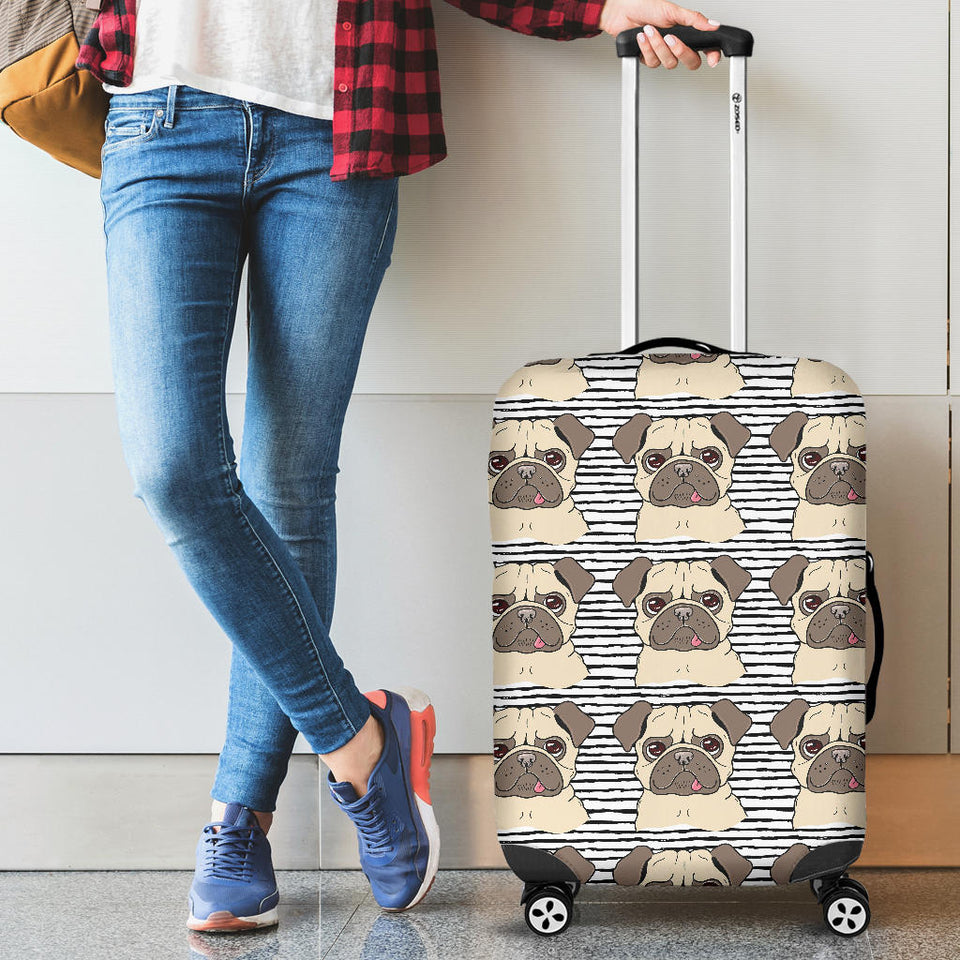 Happy Pug Pattern Cabin Suitcases Luggages