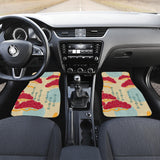 Red Bonsai Gray Sun Japanese Pattern Front And Back Car Mats