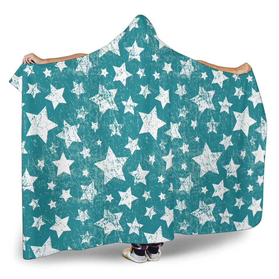 Vintage Star Pattern Hooded Blanket