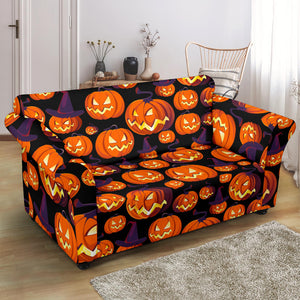 Halloween Pumpkin Pattern Loveseat Couch Slipcover