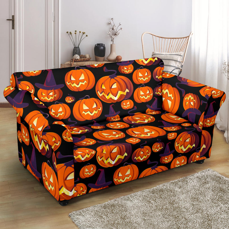 Halloween Pumpkin Pattern Loveseat Couch Slipcover