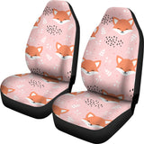 Cute Fox Pattern Pink Background Universal Fit Car Seat Covers