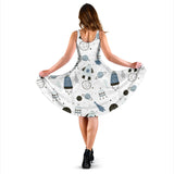Hand Drawn Space Elements Space Rocket Star Planet Space Probe Sleeveless Midi Dress