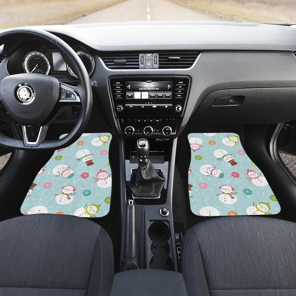 Cute Snowman Snowflake Pattern Front And Back Car Mats