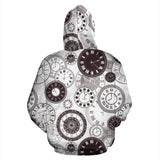 Classic Vintage Clock Pattern Zip Up Hoodie