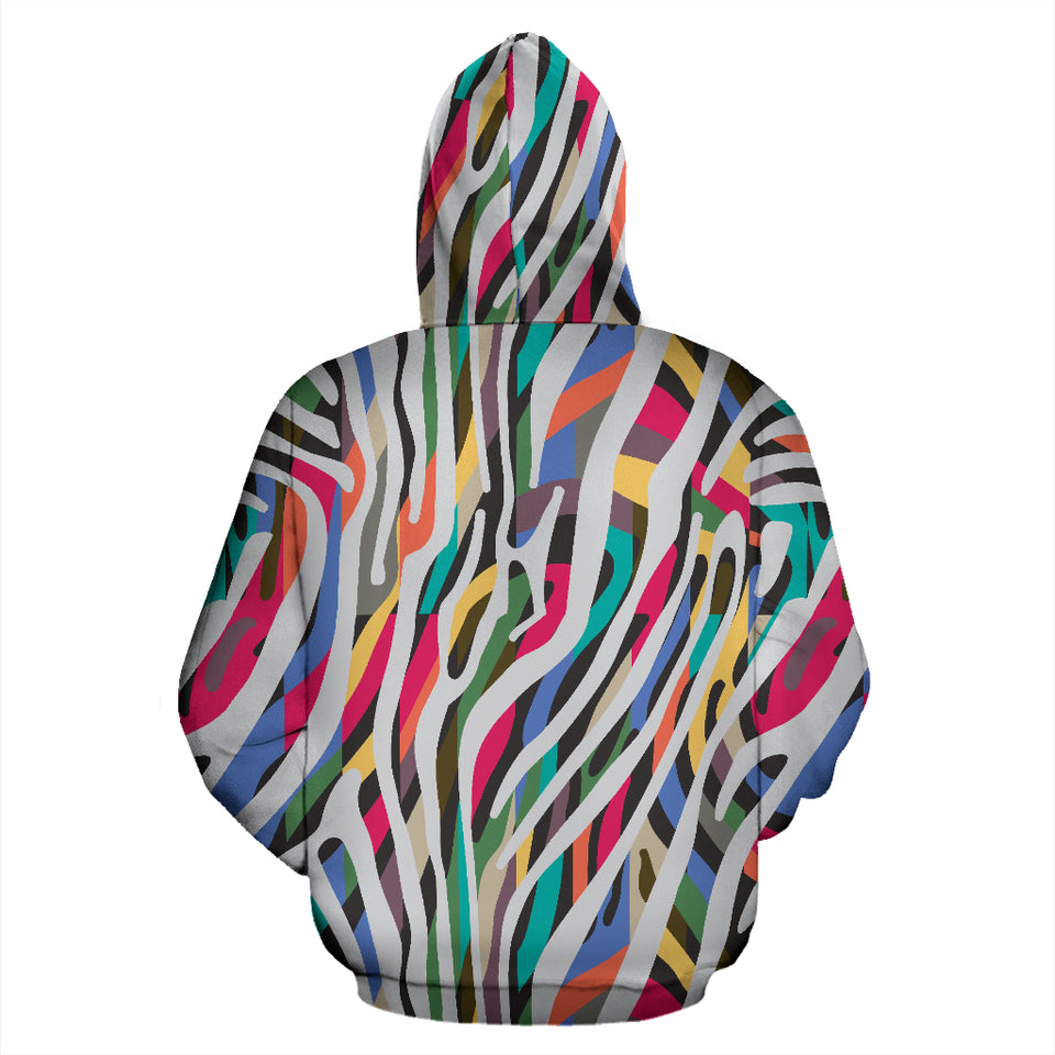 Colorful Zebra Skin Pattern Zip Up Hoodie