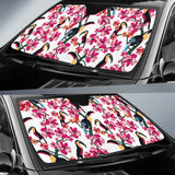 Toucan Flower Design Pattern Car Sun Shade