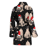 Christmas Pugs Santa_S Red Cap Pattern Women'S Bathrobe