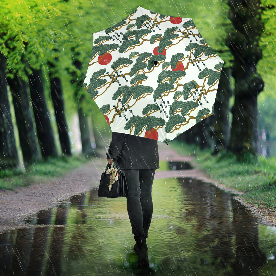 Bonsai Red Sun Japanese Pattern Umbrella