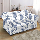 Seahorse Pattern Background Loveseat Couch Slipcover