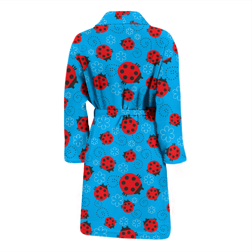 Ladybug Pattern Print Design 02 Men's Bathrobe