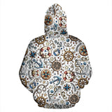 Cute Nautical Steering Wheel Anchor Pattern Men Women Pullover Hoodie