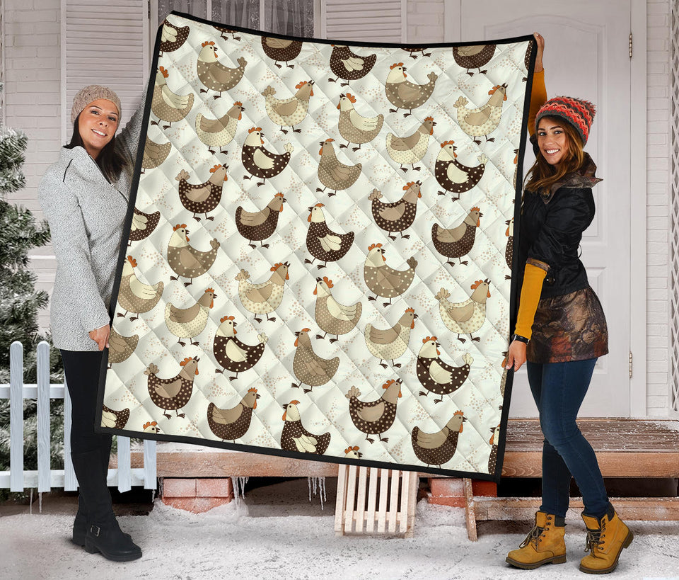 Cute Rooster Chicken Cock Premium Quilt