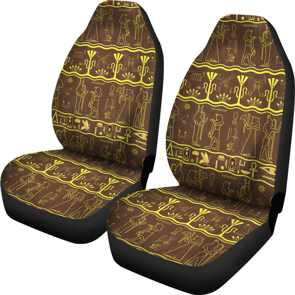 Egypt Hieroglyphics Pattern Print Design 03 Universal Fit Car Seat Covers