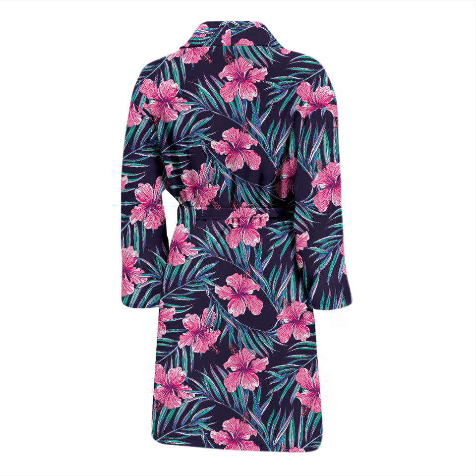 Hibiscus Pattern Print Design 05 Men's Bathrobe