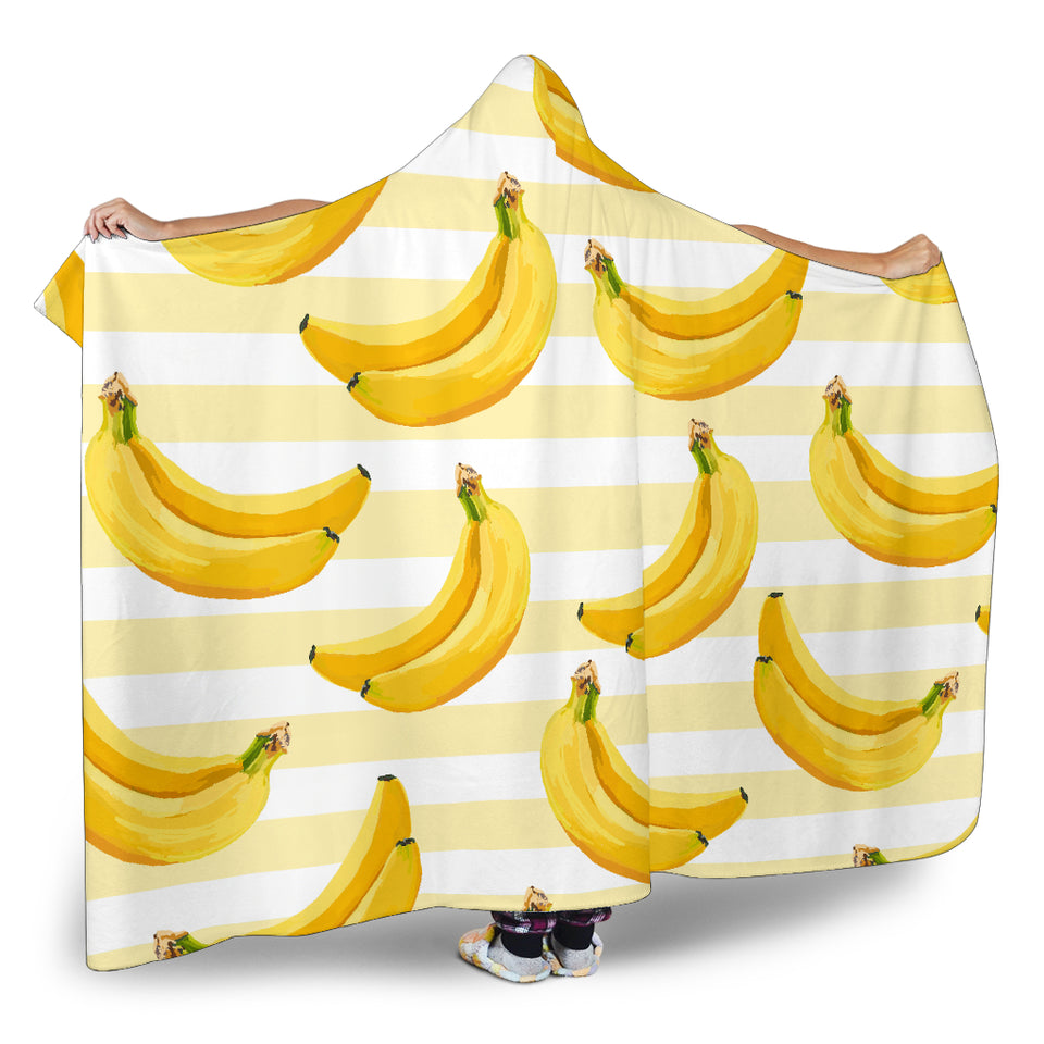 Banana Pattern Blackground Hooded Blanket