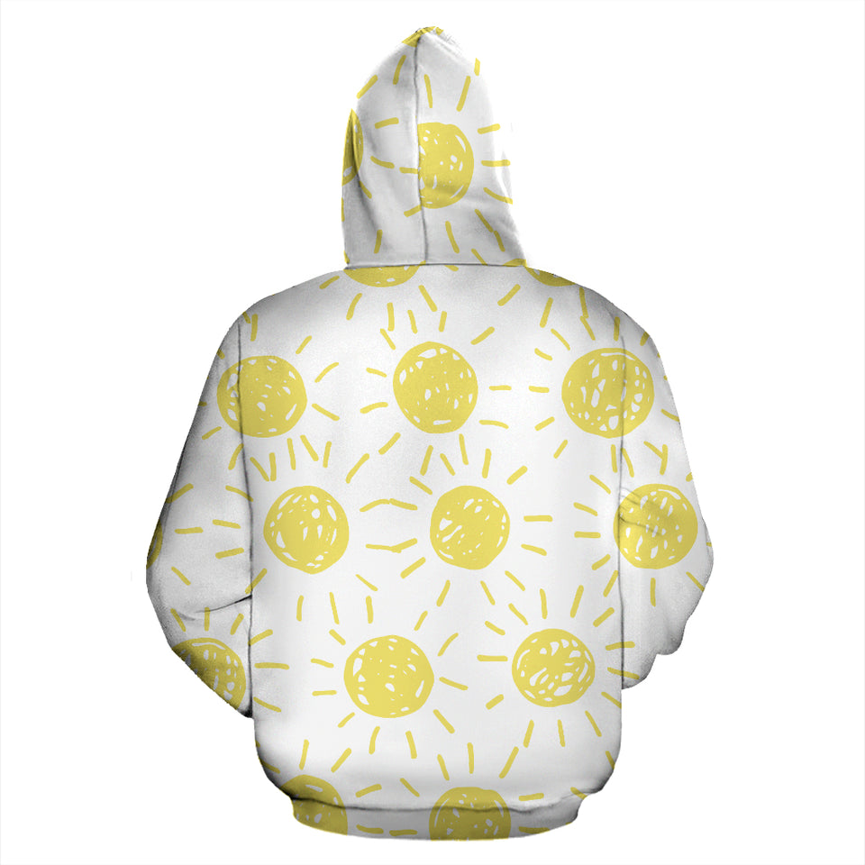 Hand Drawn Sun Pattern Zip Up Hoodie