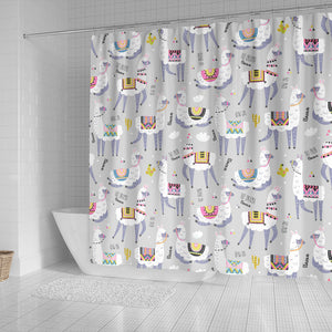 Cute Llama Alpaca Pattern Shower Curtain Fulfilled In US